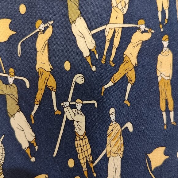Giorgio Armani Cravatte 100% Silk Blue and Yellow Golf Themed Tie, EUC! - Picture 4 of 6